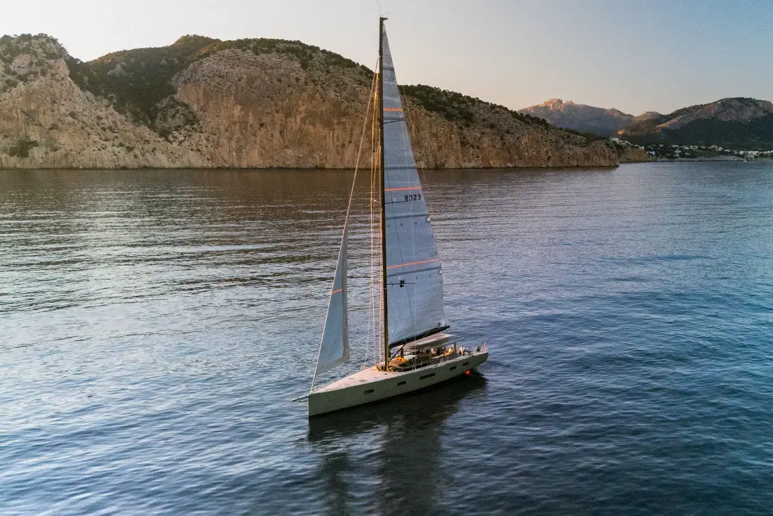 Sailing Yacht W, exterior, on the water