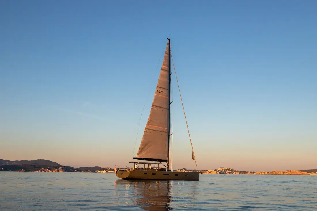 Sailing Yacht W, exterior, on the water