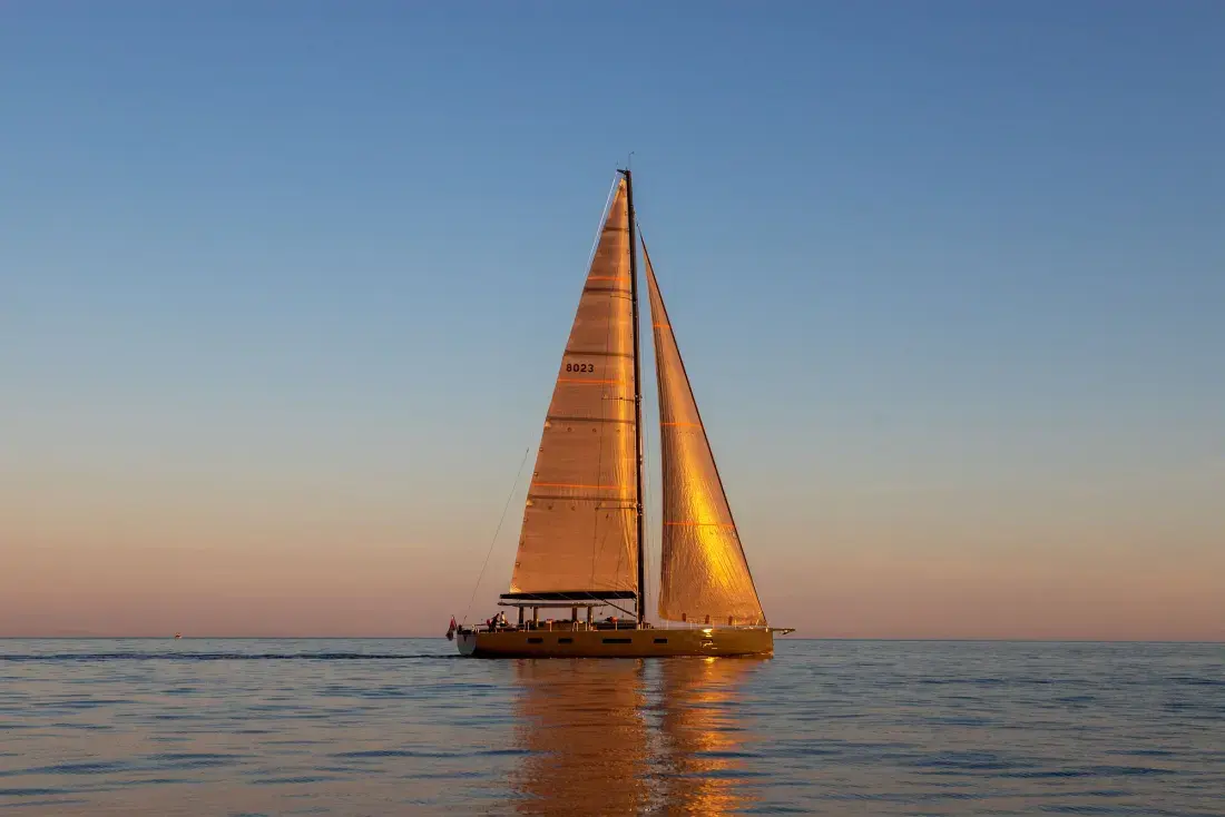 Sailing Yacht W, exterior, on the water