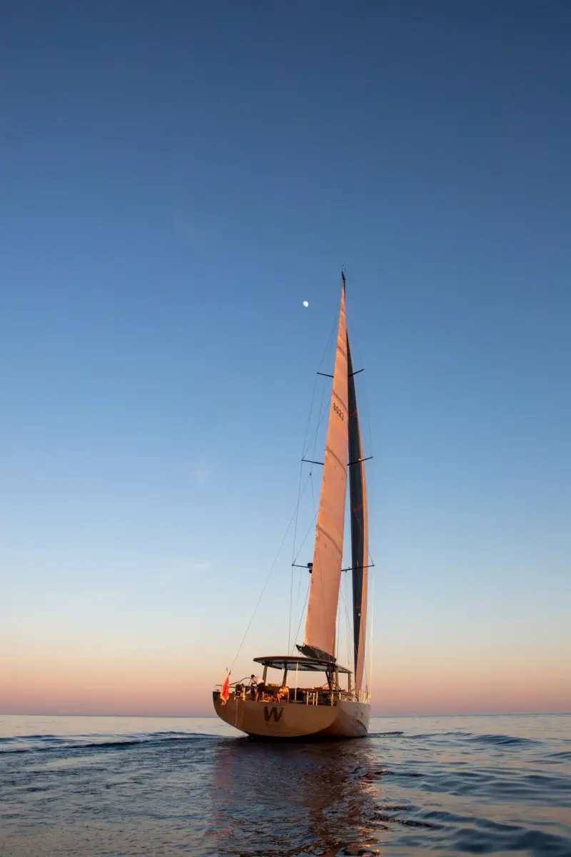 Sailing Yacht W, exterior, on the water